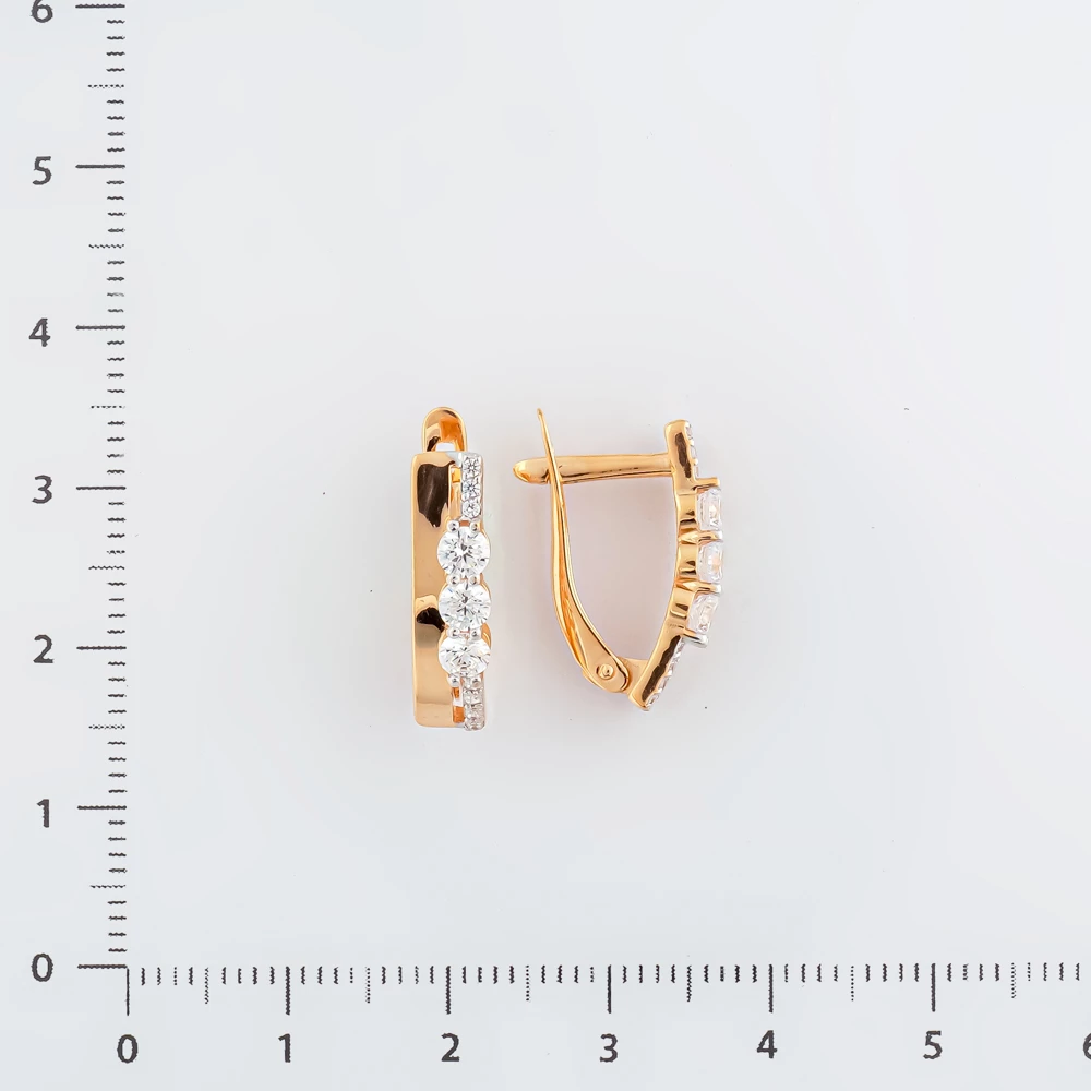 Серьги с фианитом из красного золота 585 пробы