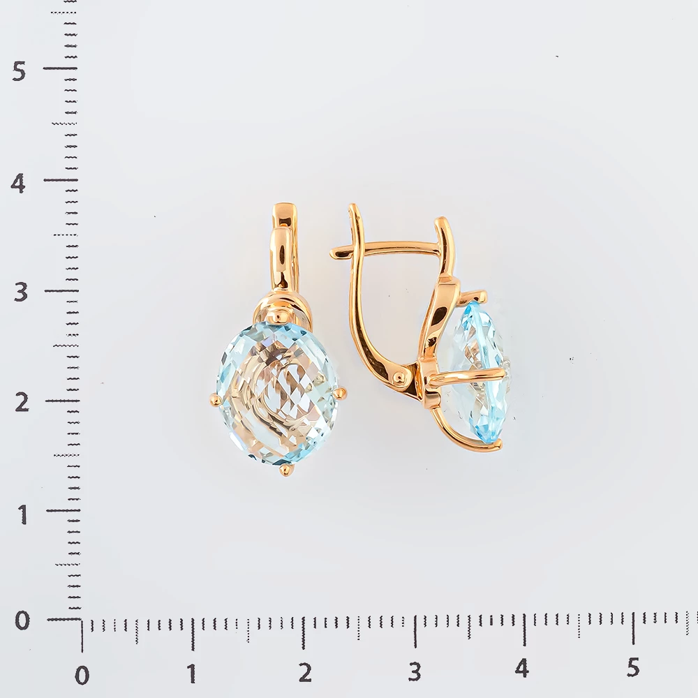 Серьги с ситаллом из красного золота 585 пробы