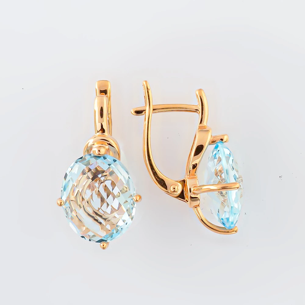Серьги с ситаллом из красного золота 585 пробы