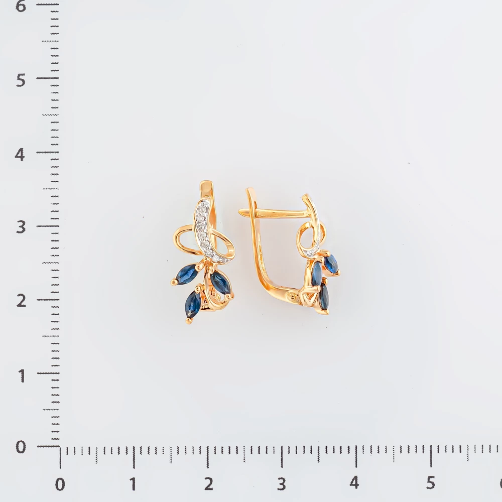 Серьги с сапфиром из красного золота 585 пробы