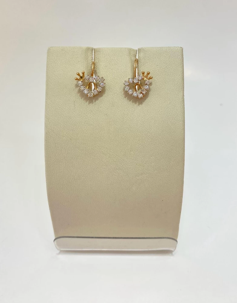 Серьги с фианитом из красного золота 585 пробы