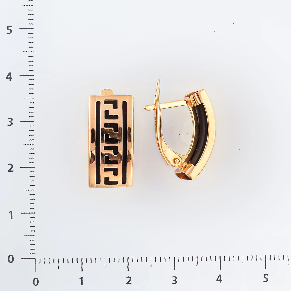 Серьги с каучуком из красного золота 585 пробы 2