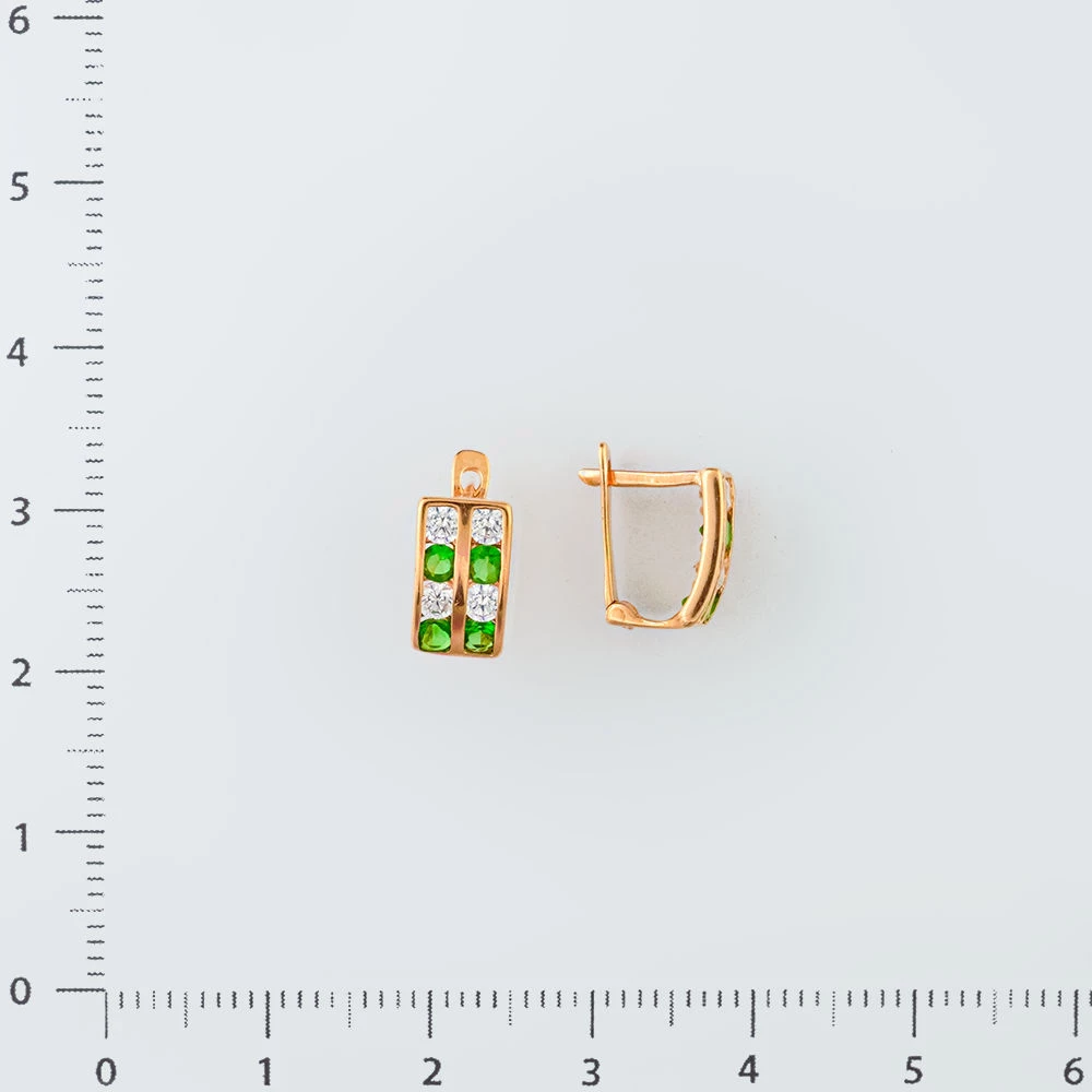 Серьги с фианитом из красного золота 585 пробы