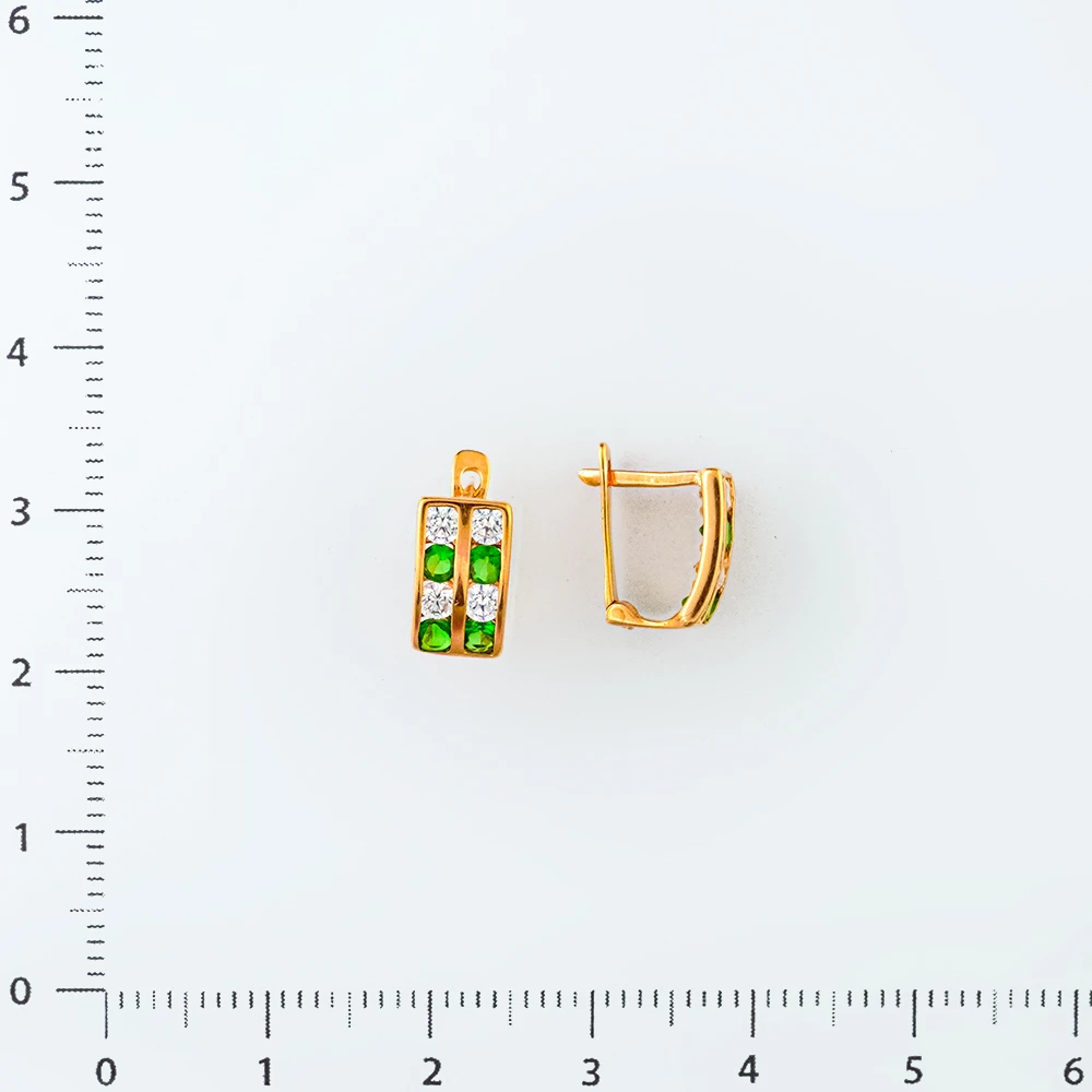 Серьги с фианитом из красного золота 585 пробы