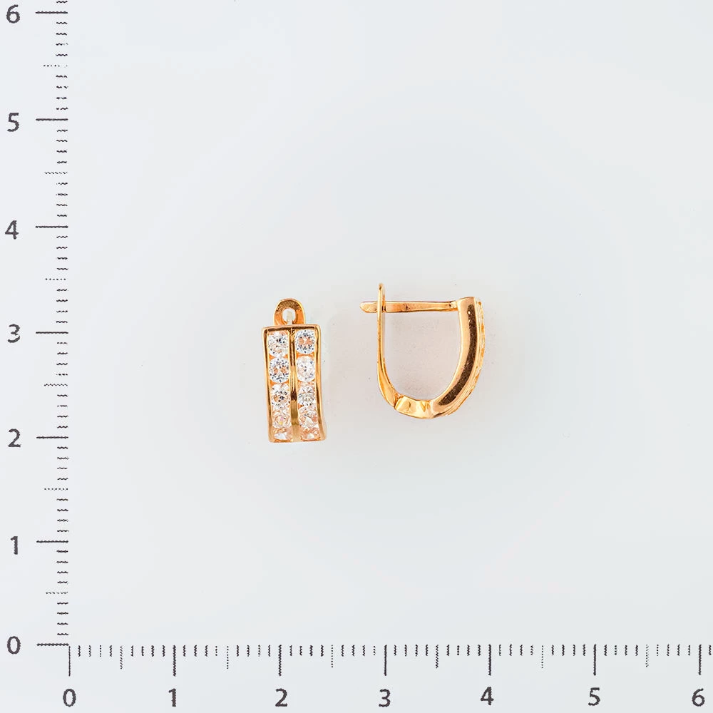 Серьги с фианитом из красного золота 585 пробы