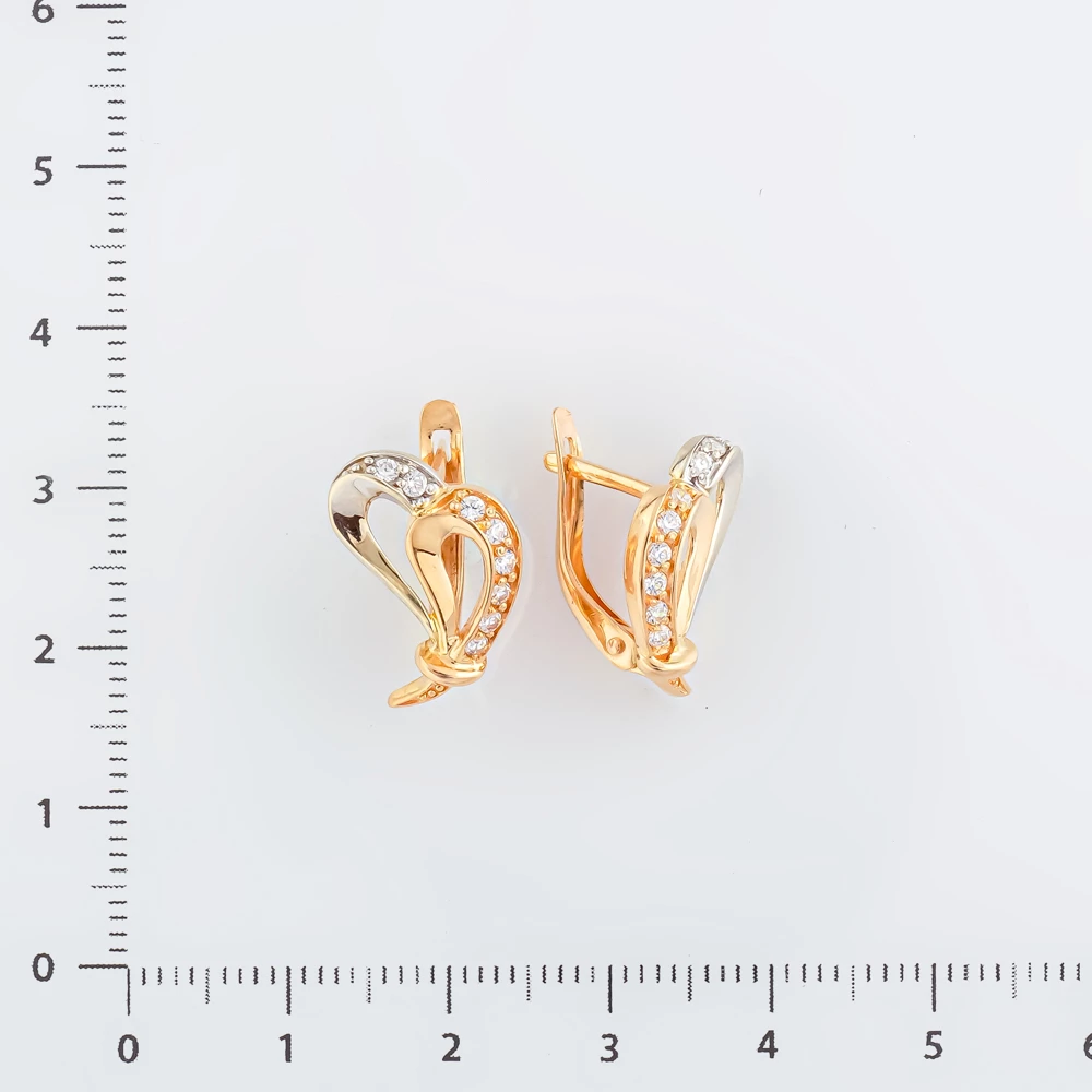 Серьги с фианитом из красного золота 585 пробы