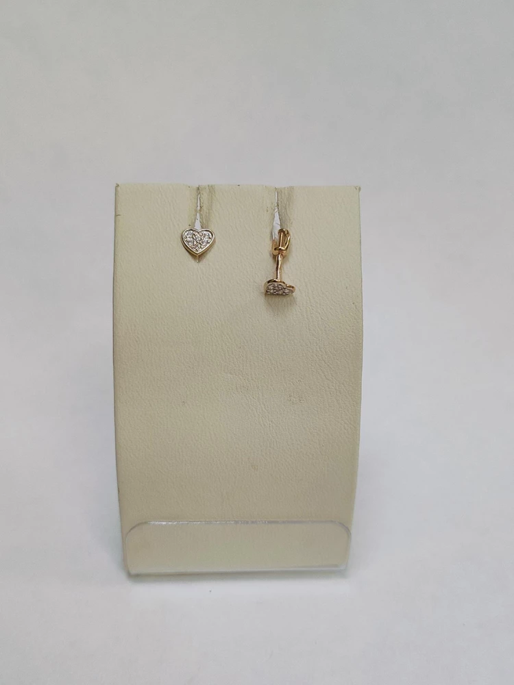 Серьги с фианитом из красного золота 585 пробы