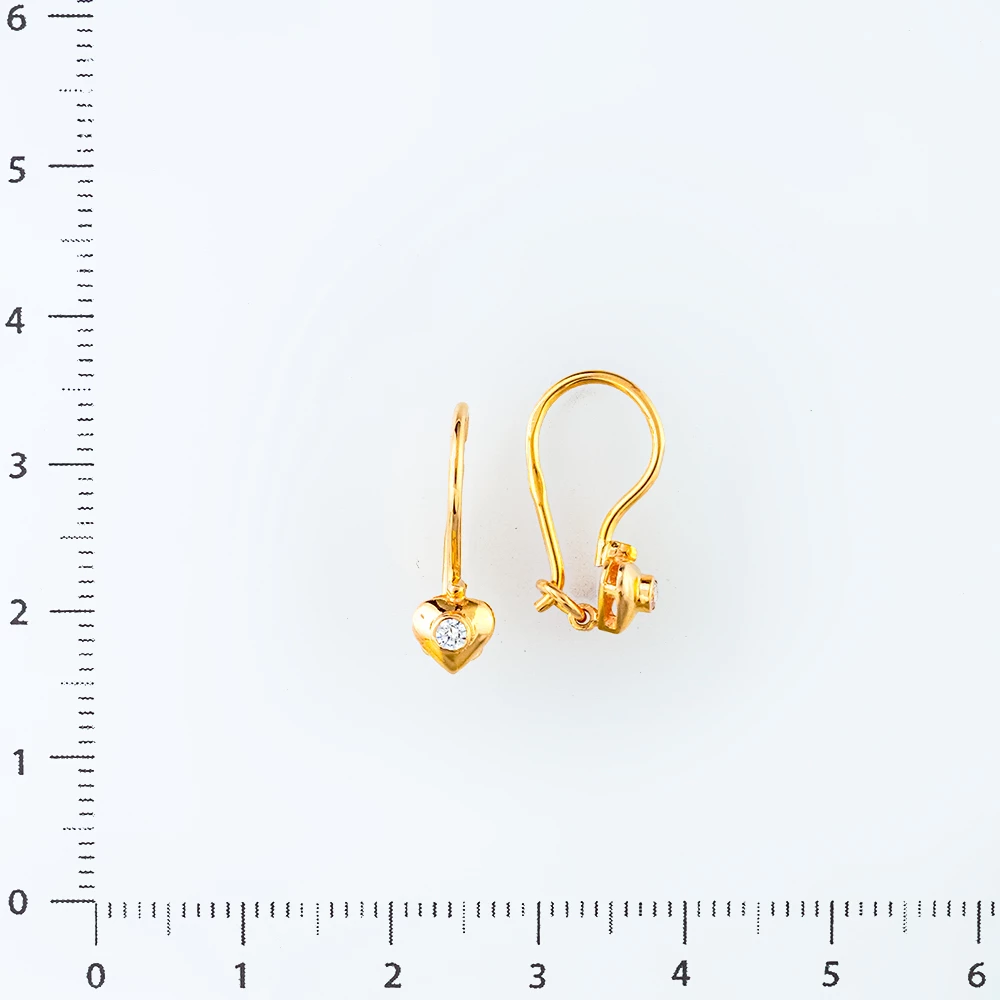 Серьги с фианитом из красного золота 585 пробы