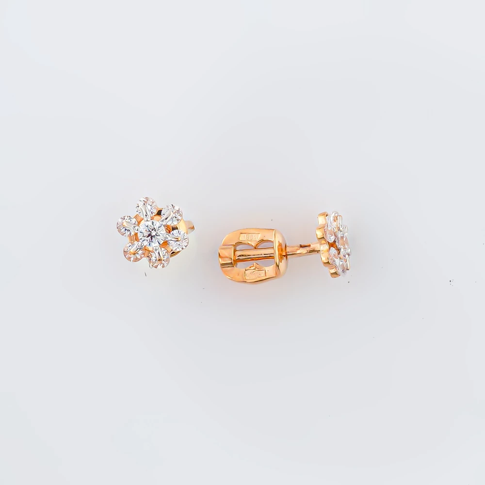 Серьги с фианитом из красного золота 585 пробы