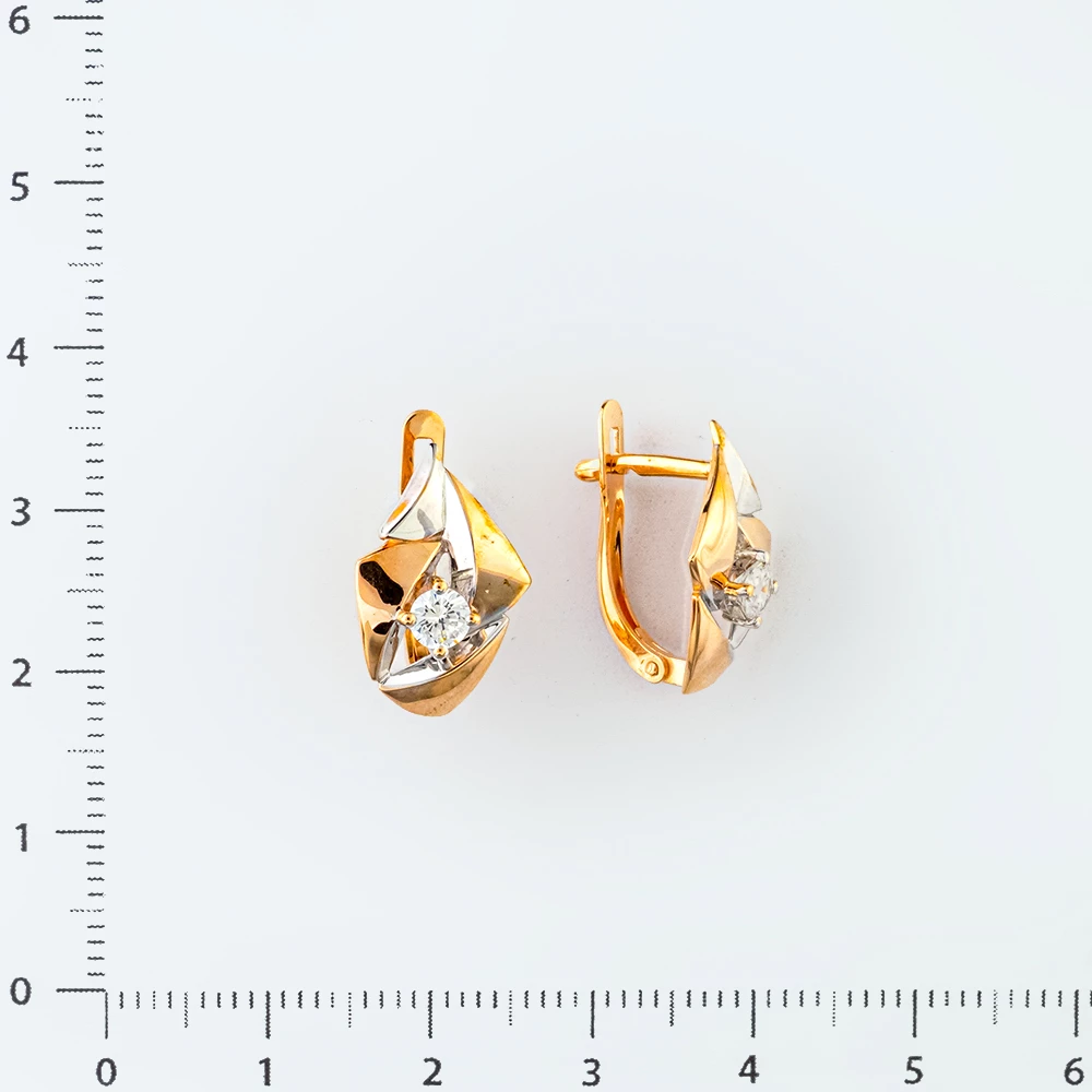 Серьги с фианитом из красного золота 585 пробы