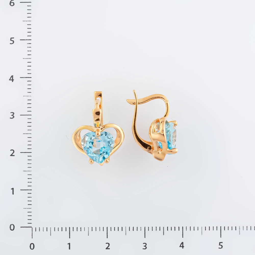 Серьги с топазом из красного золота 585 пробы