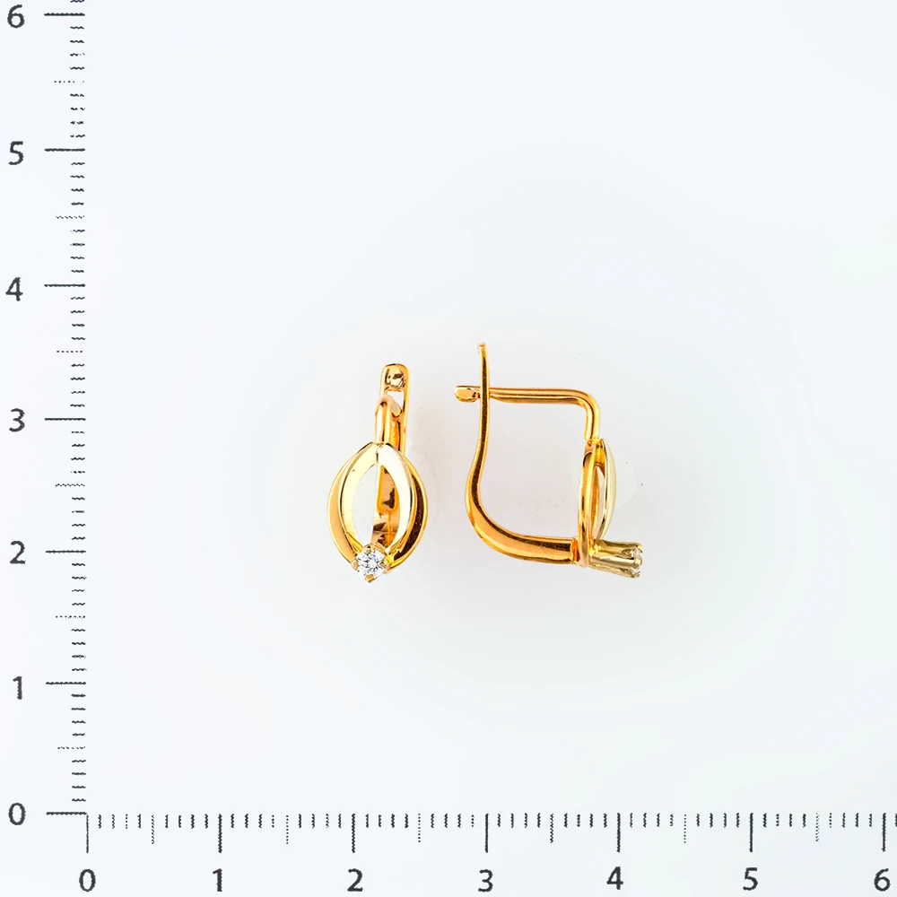 Серьги с фианитом из красного золота 585 пробы