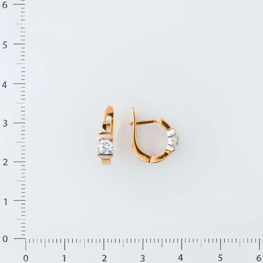 Серьги с фианитом из красного золота 585 пробы