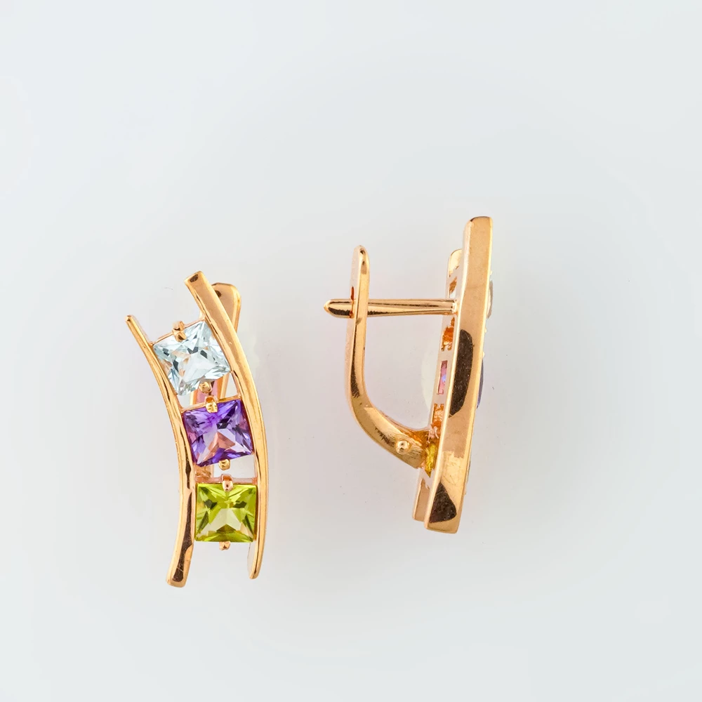 Серьги с топазом из красного золота 585 пробы