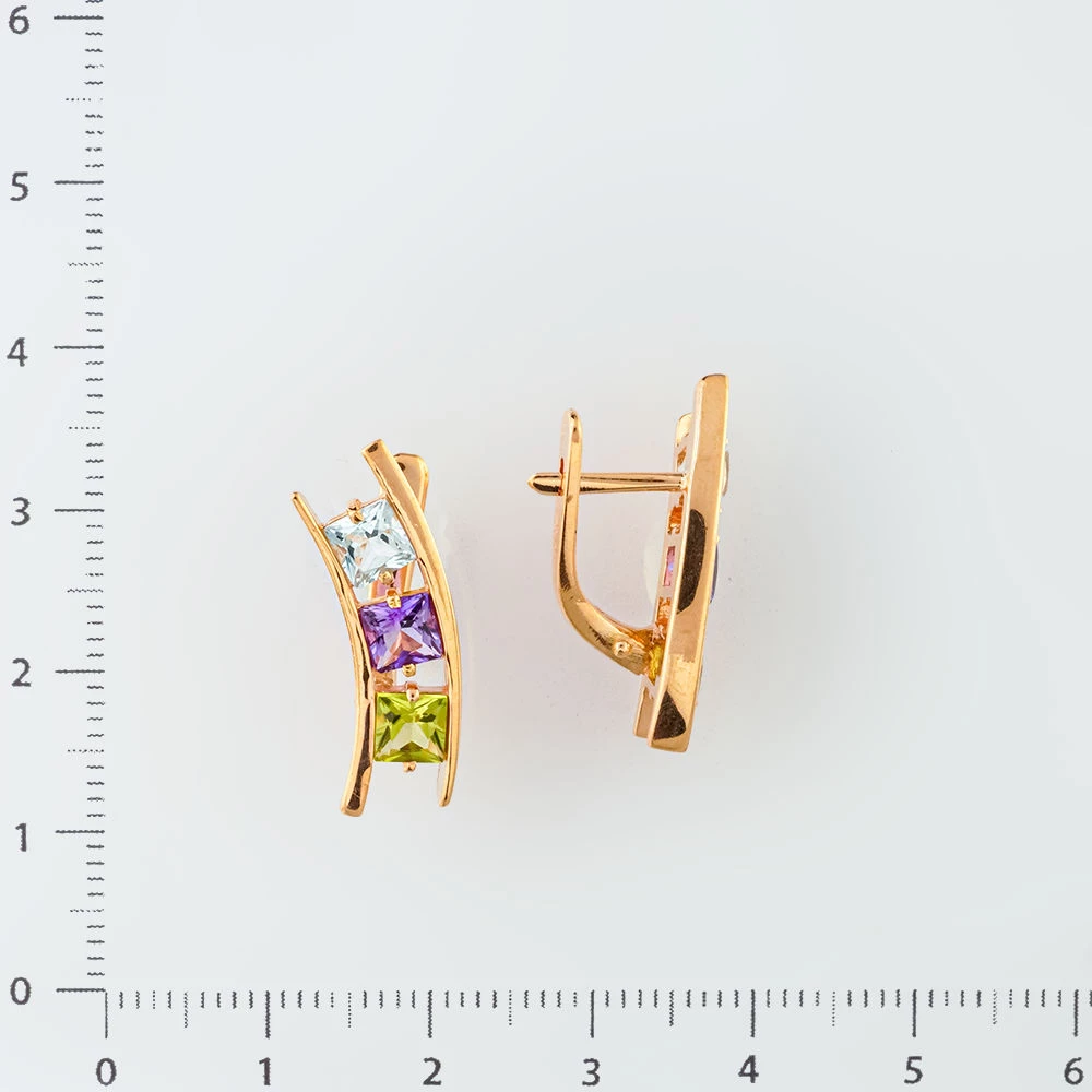 Серьги с топазом из красного золота 585 пробы