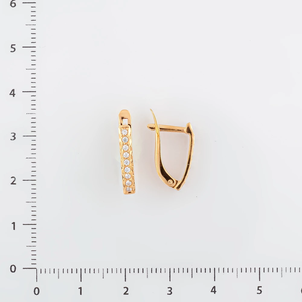 Серьги с фианитом из красного золота 585 пробы