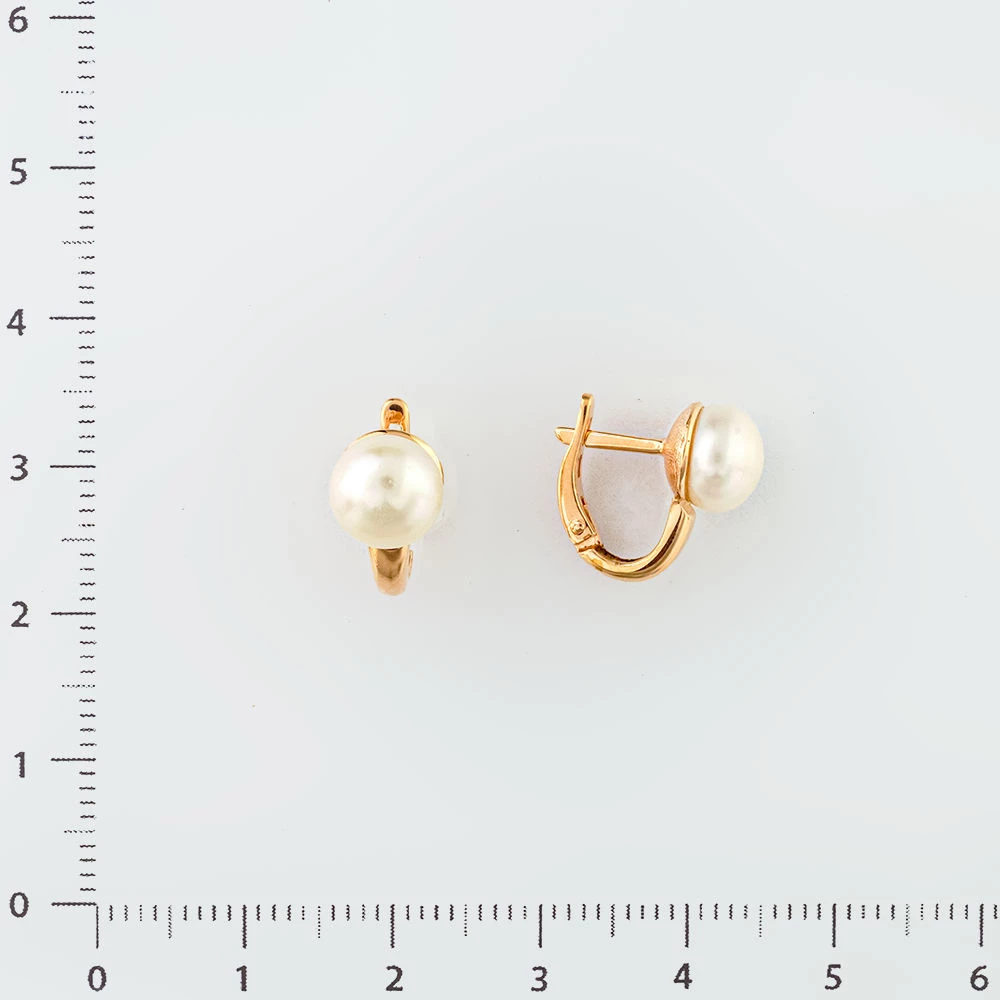Серьги с культивированным жемчугом из красного золота 585 пробы