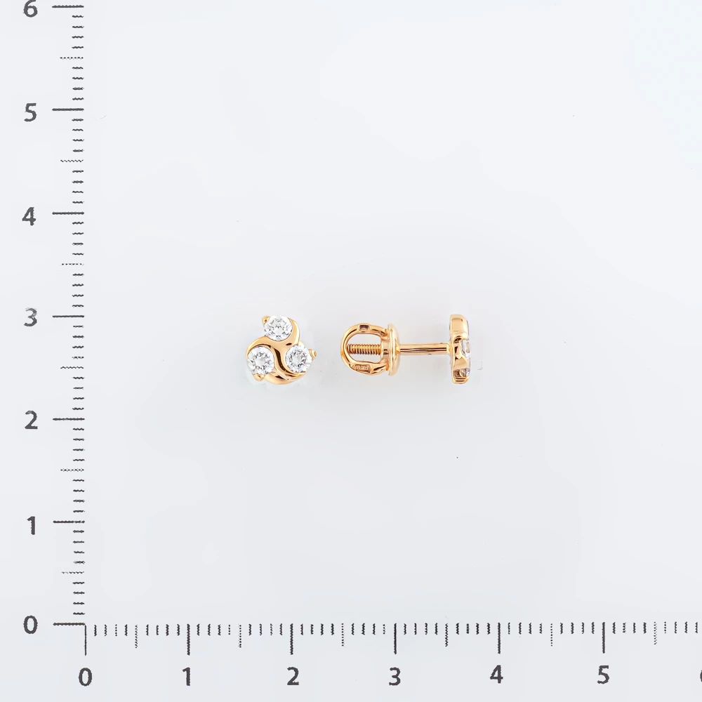 Серьги с фианитом из красного золота 585 пробы