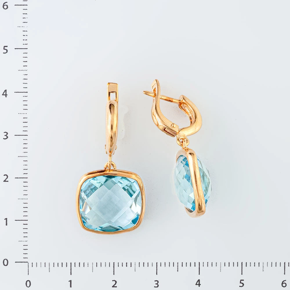 Серьги с топазом из красного золота 585 пробы