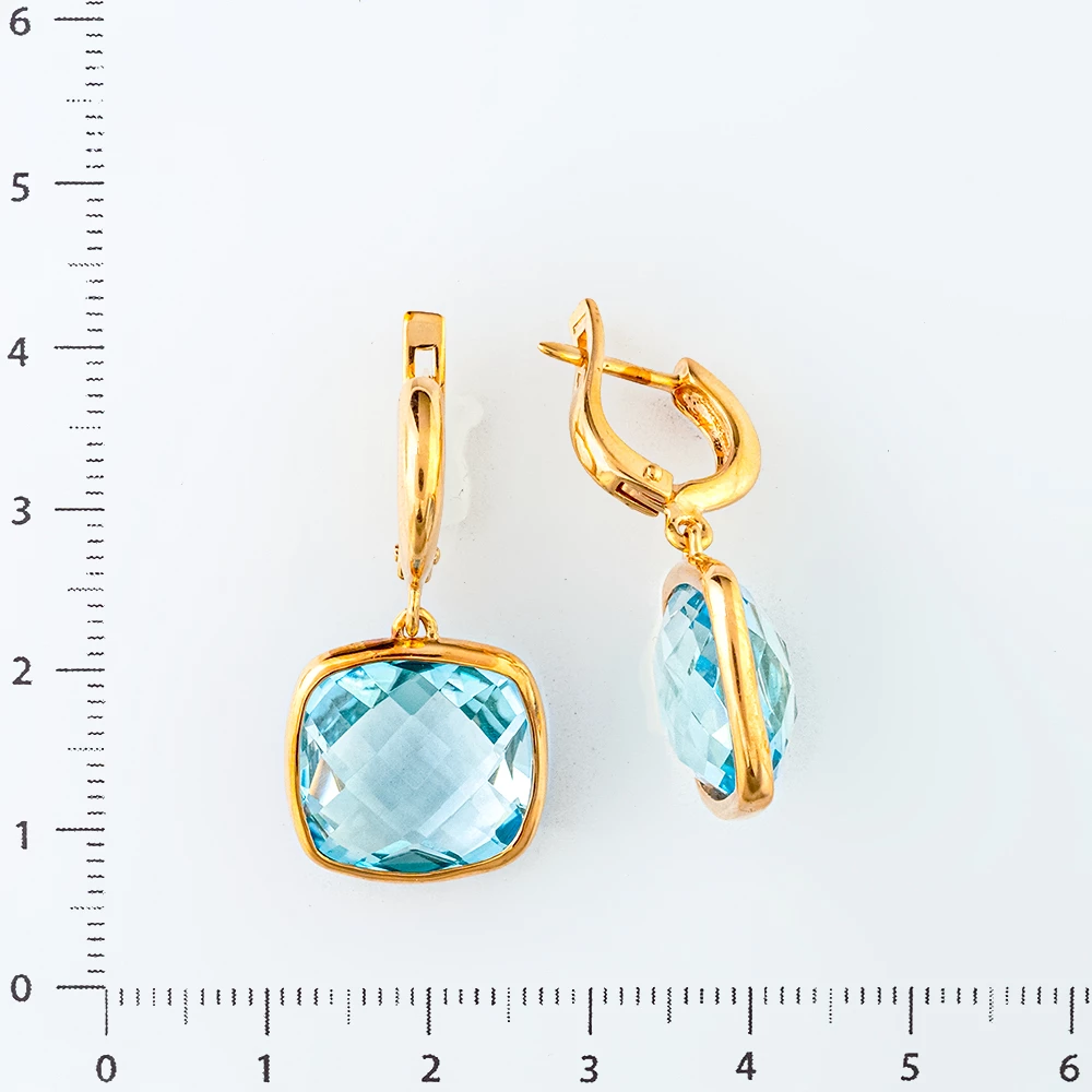 Серьги с топазом из красного золота 585 пробы