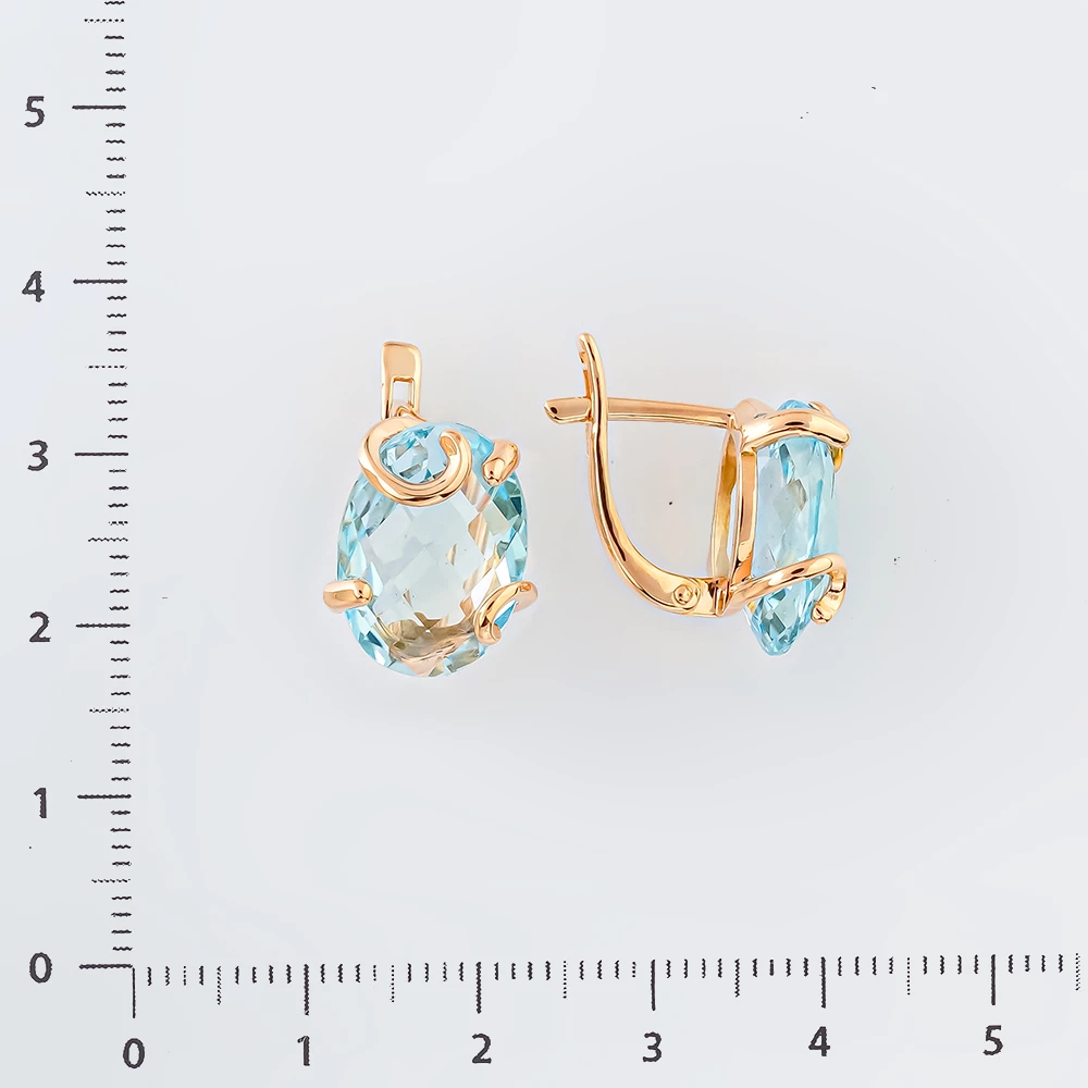 Серьги с топазом из красного золота 375 пробы