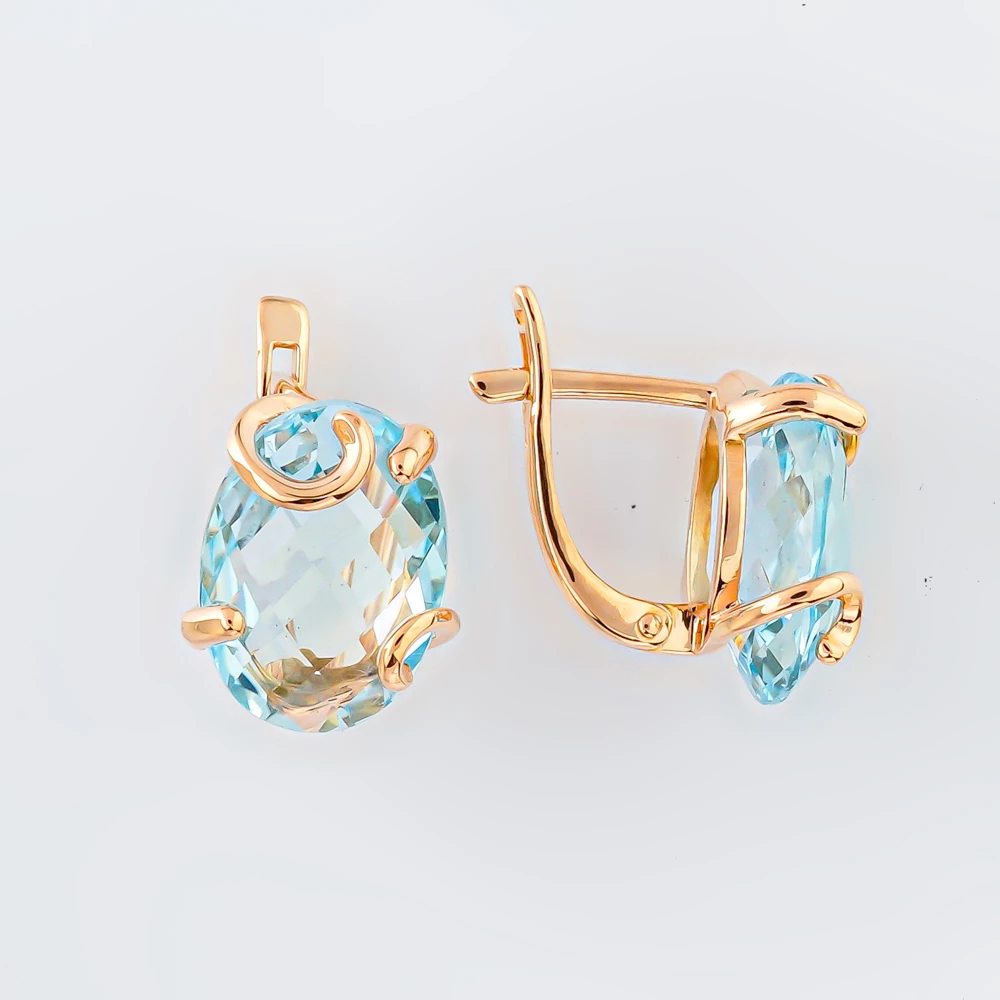 Серьги с топазом из красного золота 375 пробы