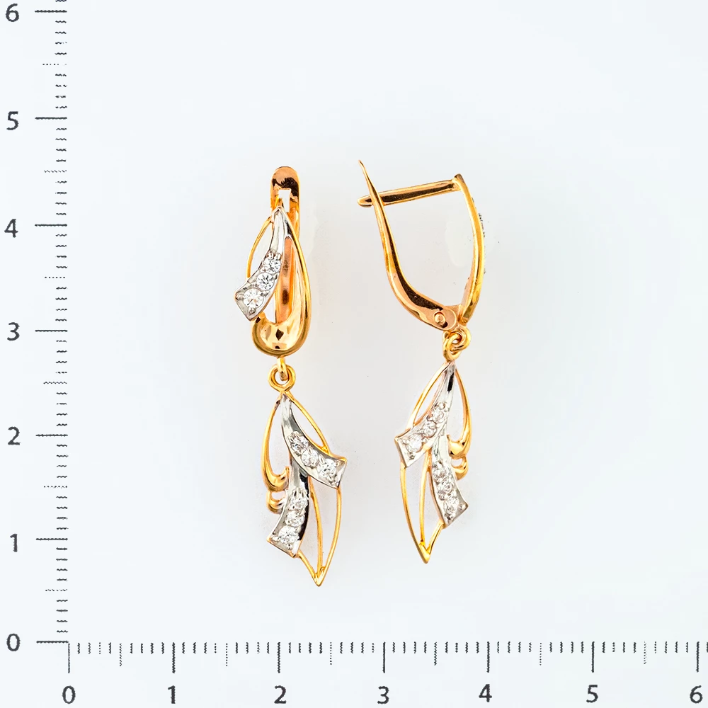 Серьги с фианитом из красного золота 585 пробы 2