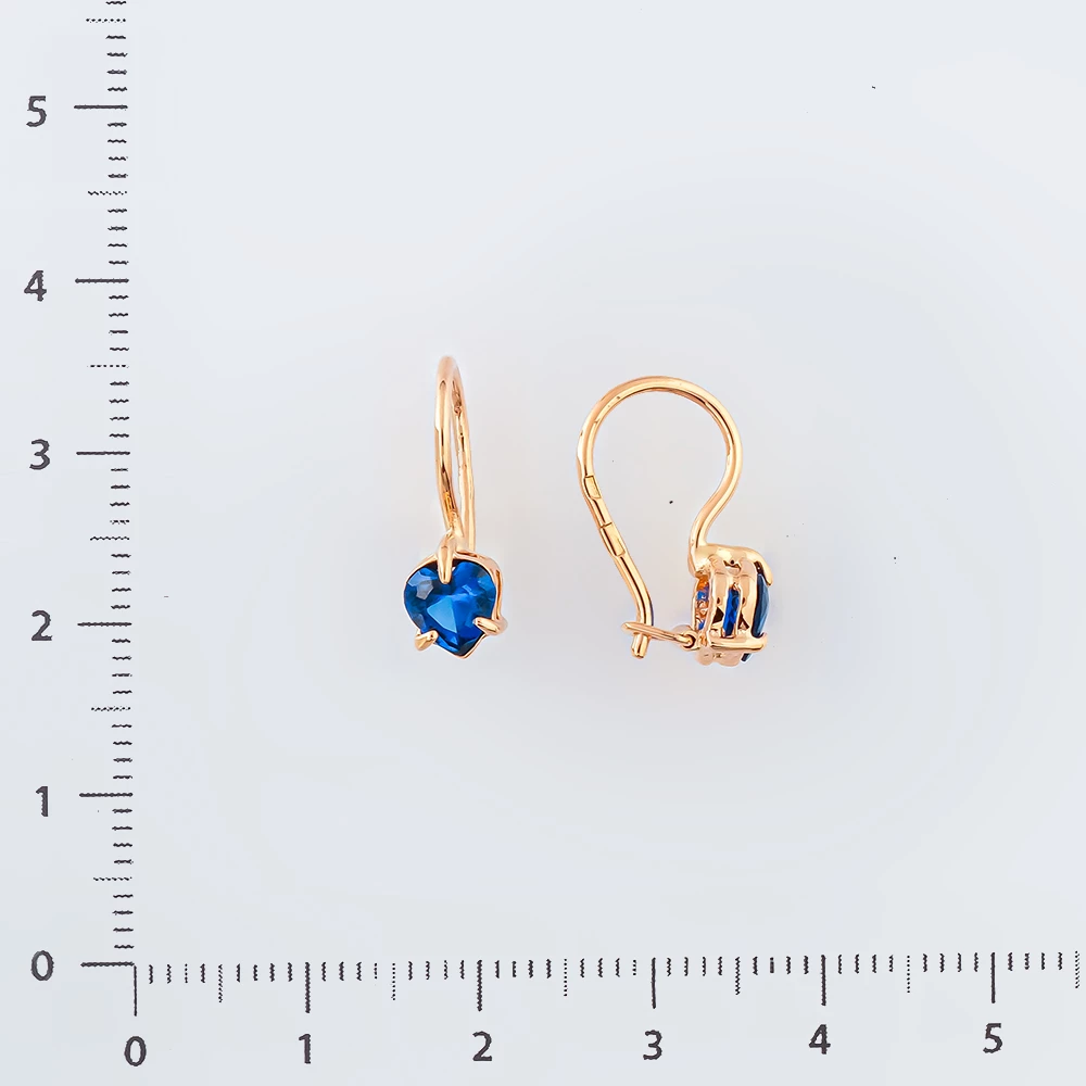 Серьги с ситаллом из красного золота 585 пробы