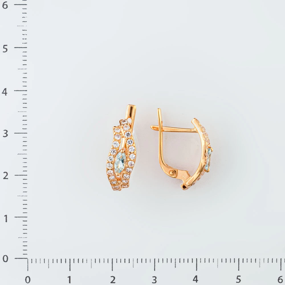Серьги с топазом из красного золота 585 пробы