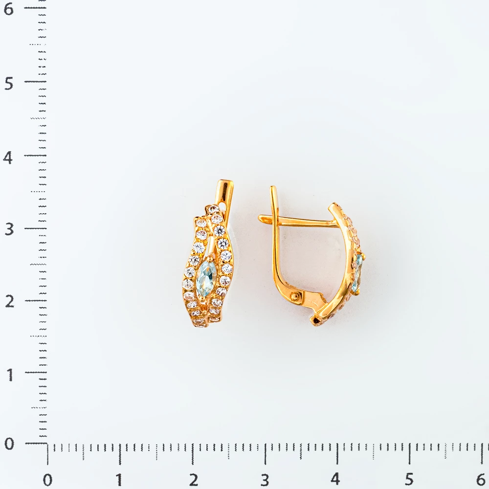 Серьги с топазом из красного золота 585 пробы