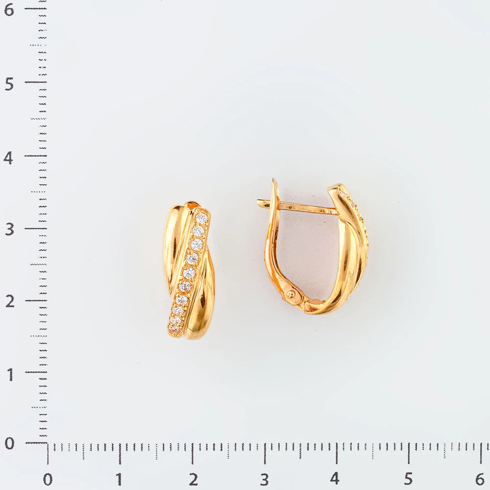 Серьги с фианитом из красного золота 585 пробы