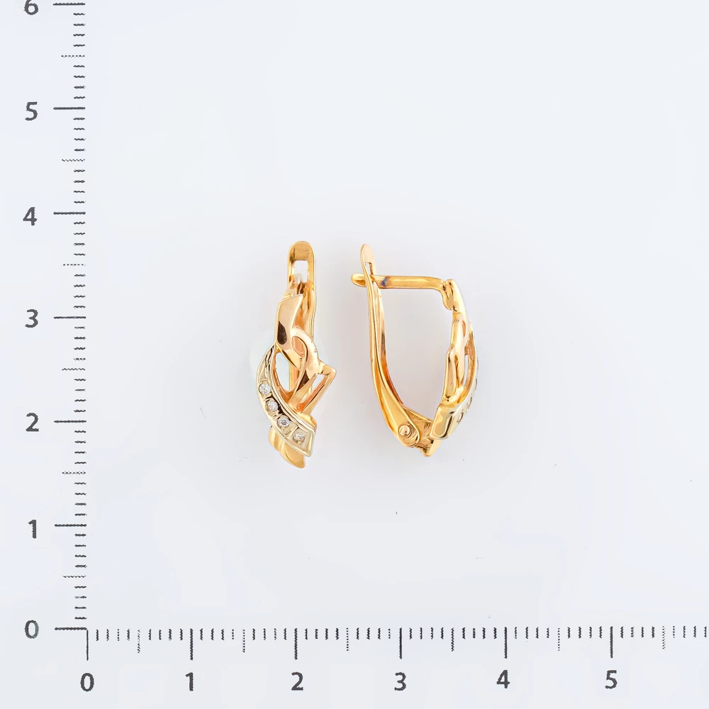 Серьги с фианитом из красного золота 585 пробы