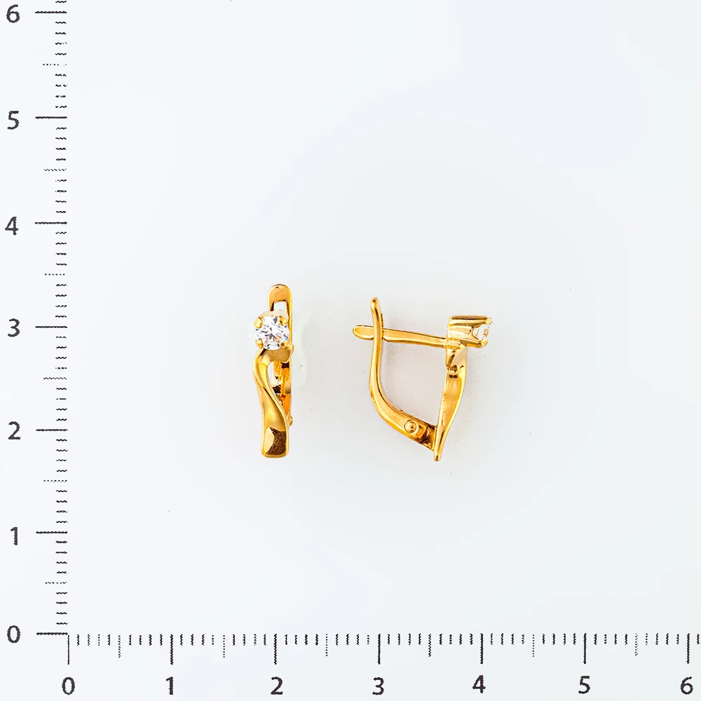 Серьги с фианитом из красного золота 585 пробы