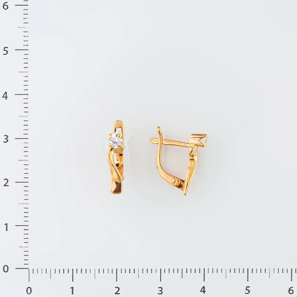 Серьги с фианитом из красного золота 585 пробы