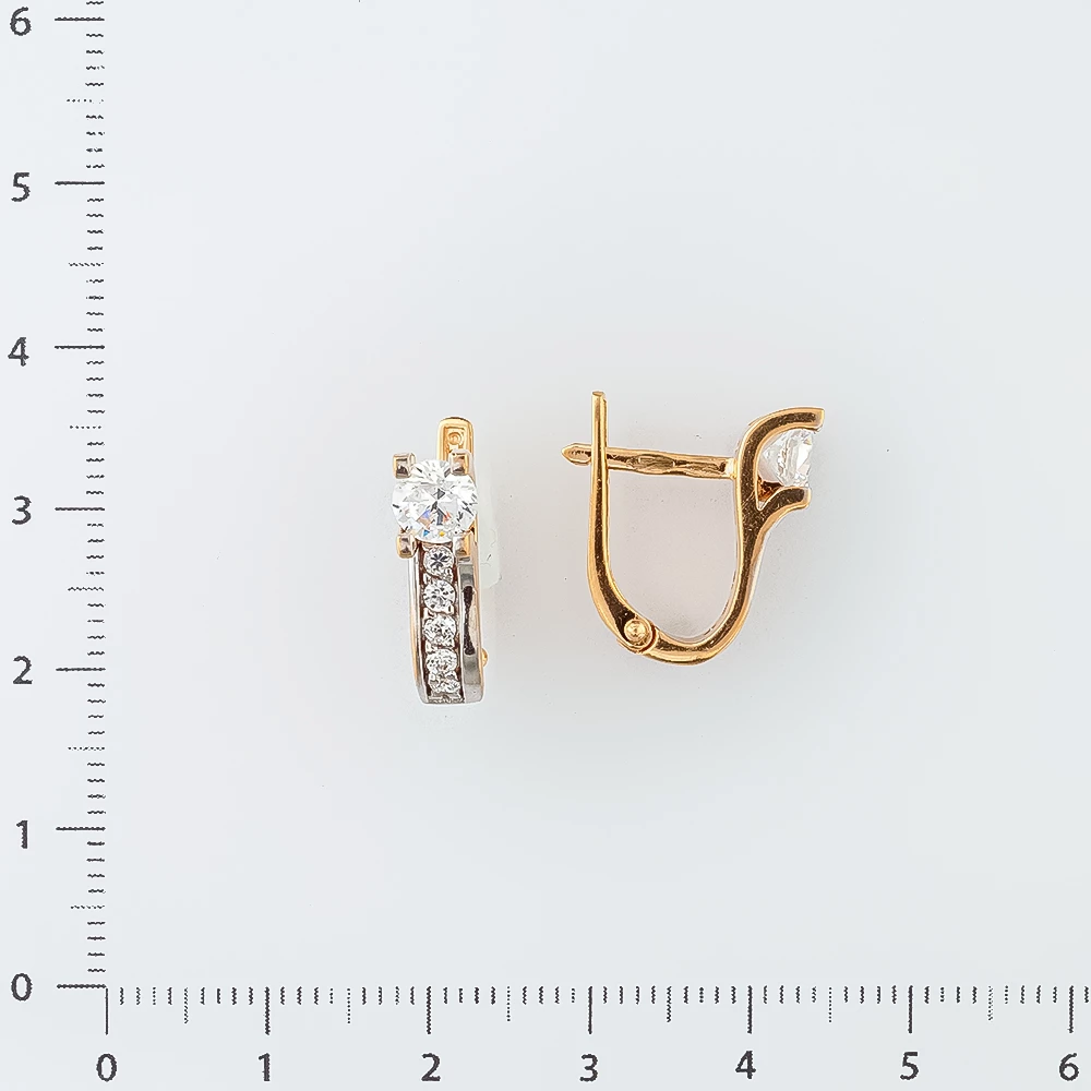 Серьги с фианитом из красного золота 585 пробы
