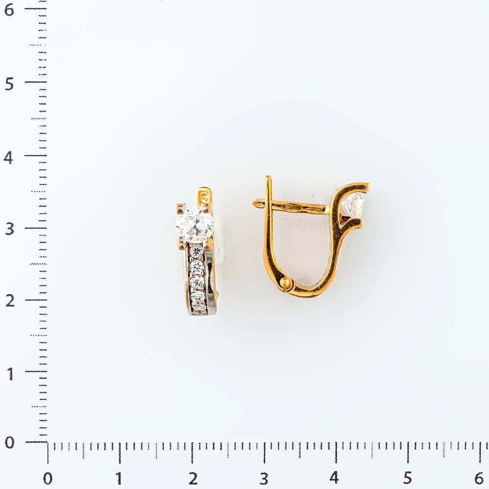 Серьги с фианитом из красного золота 585 пробы