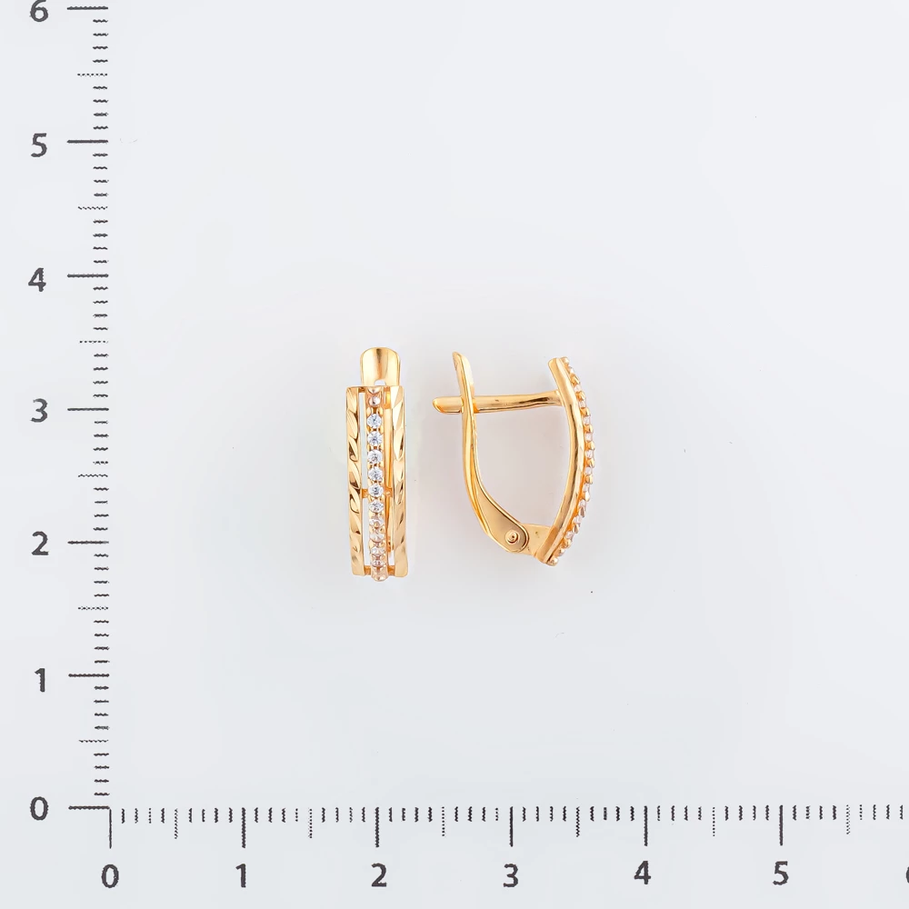 Серьги с фианитом из красного золота 585 пробы