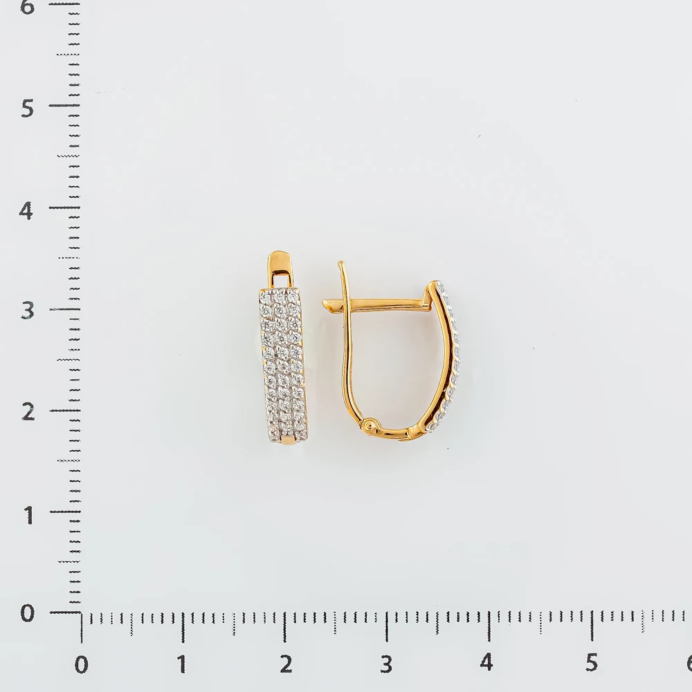 Серьги с фианитом из красного золота 585 пробы
