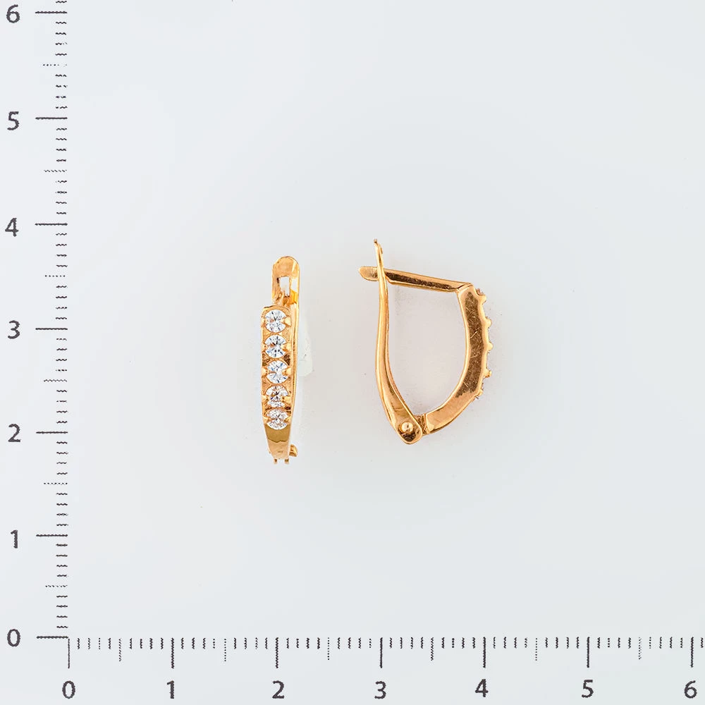 Серьги с фианитом из красного золота 585 пробы