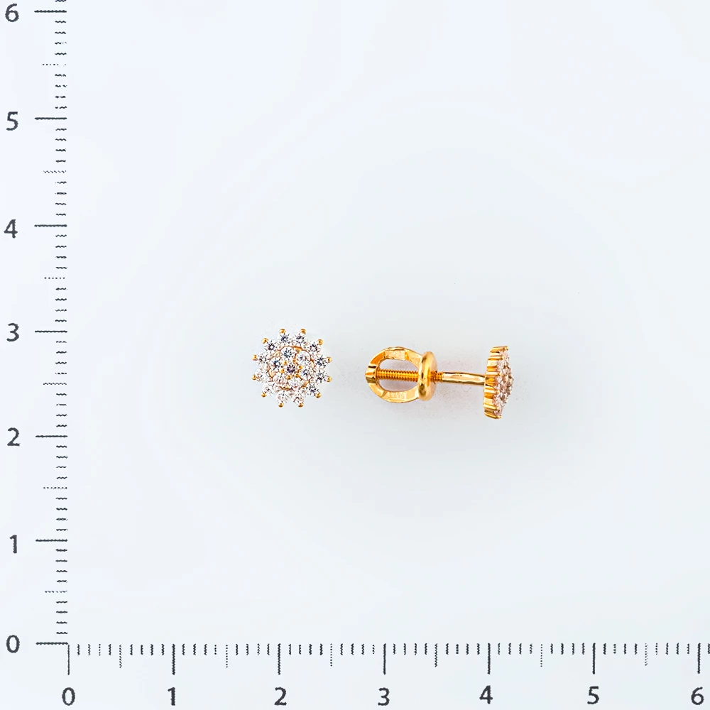 Серьги с фианитом из красного золота 585 пробы