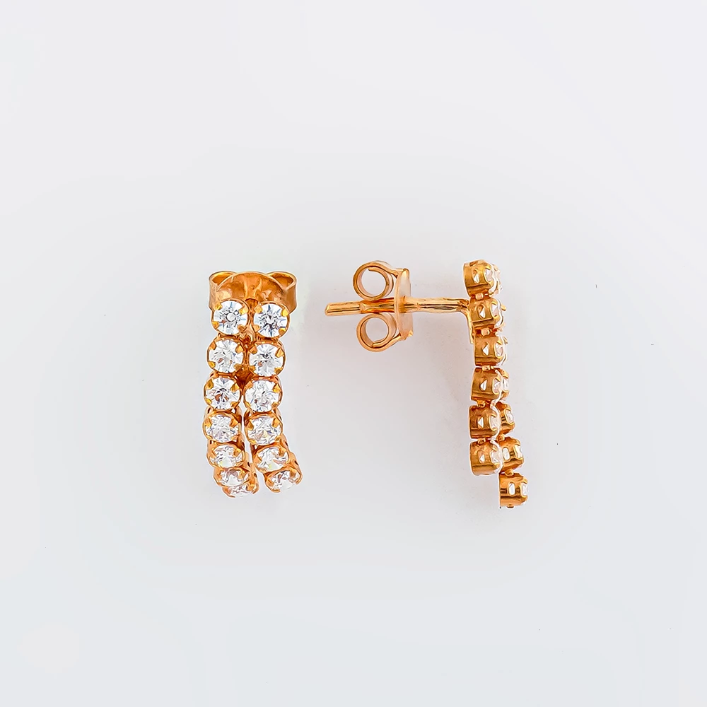 Серьги с фианитом из красного золота 585 пробы