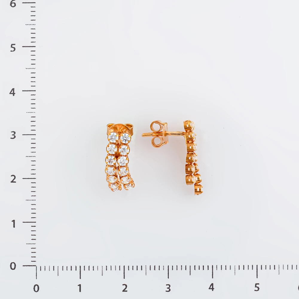 Серьги с фианитом из красного золота 585 пробы