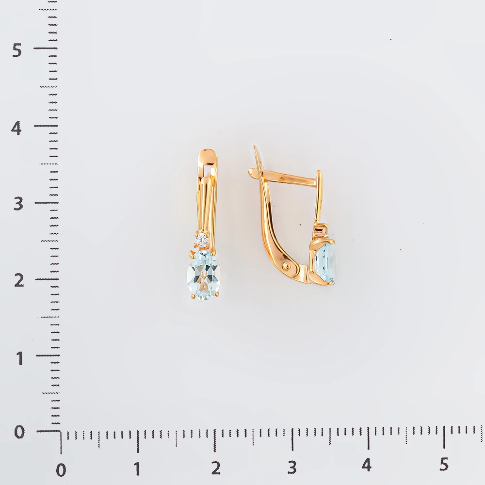 Серьги с топазом из красного золота 585 пробы