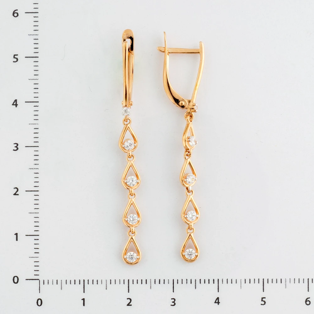 Серьги с фианитом из красного золота 585 пробы 2