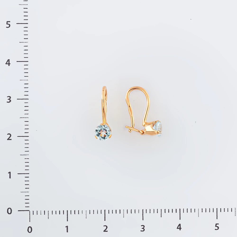 Серьги с топазом из красного золота 585 пробы