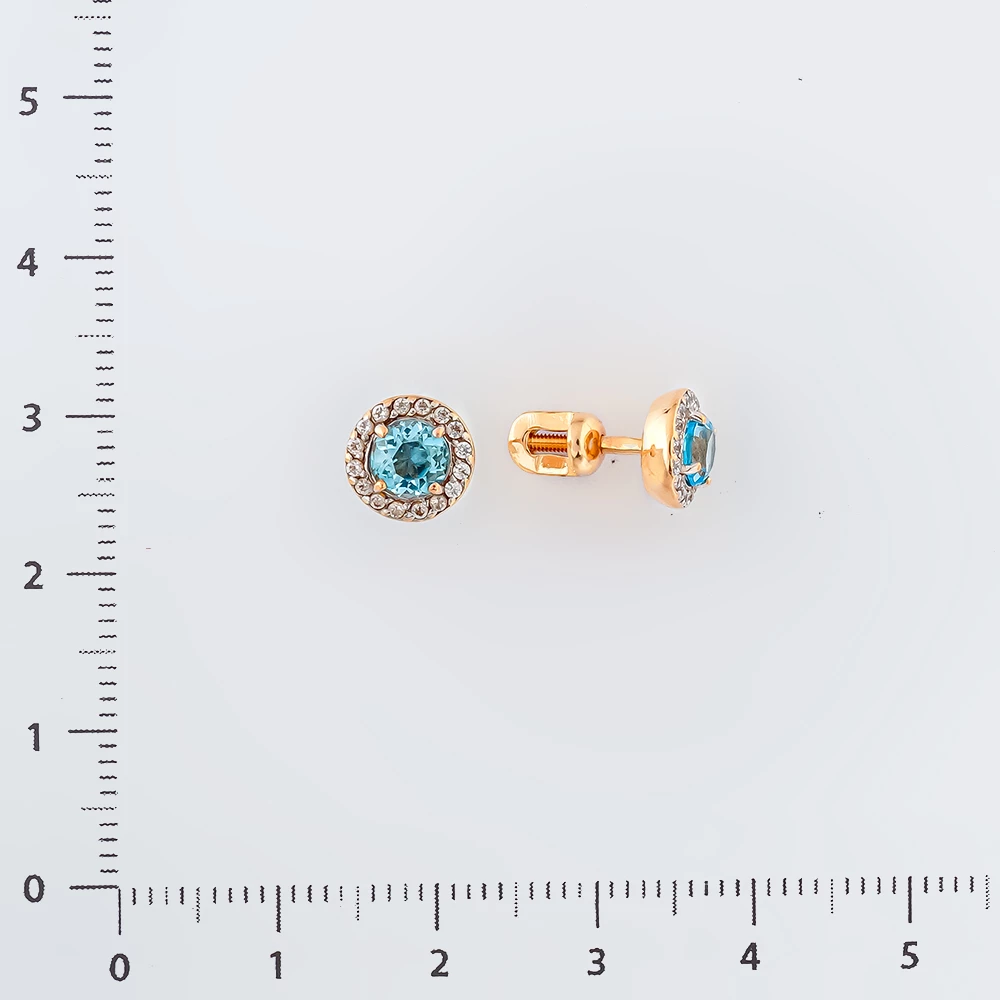 Серьги с топазом из красного золота 585 пробы