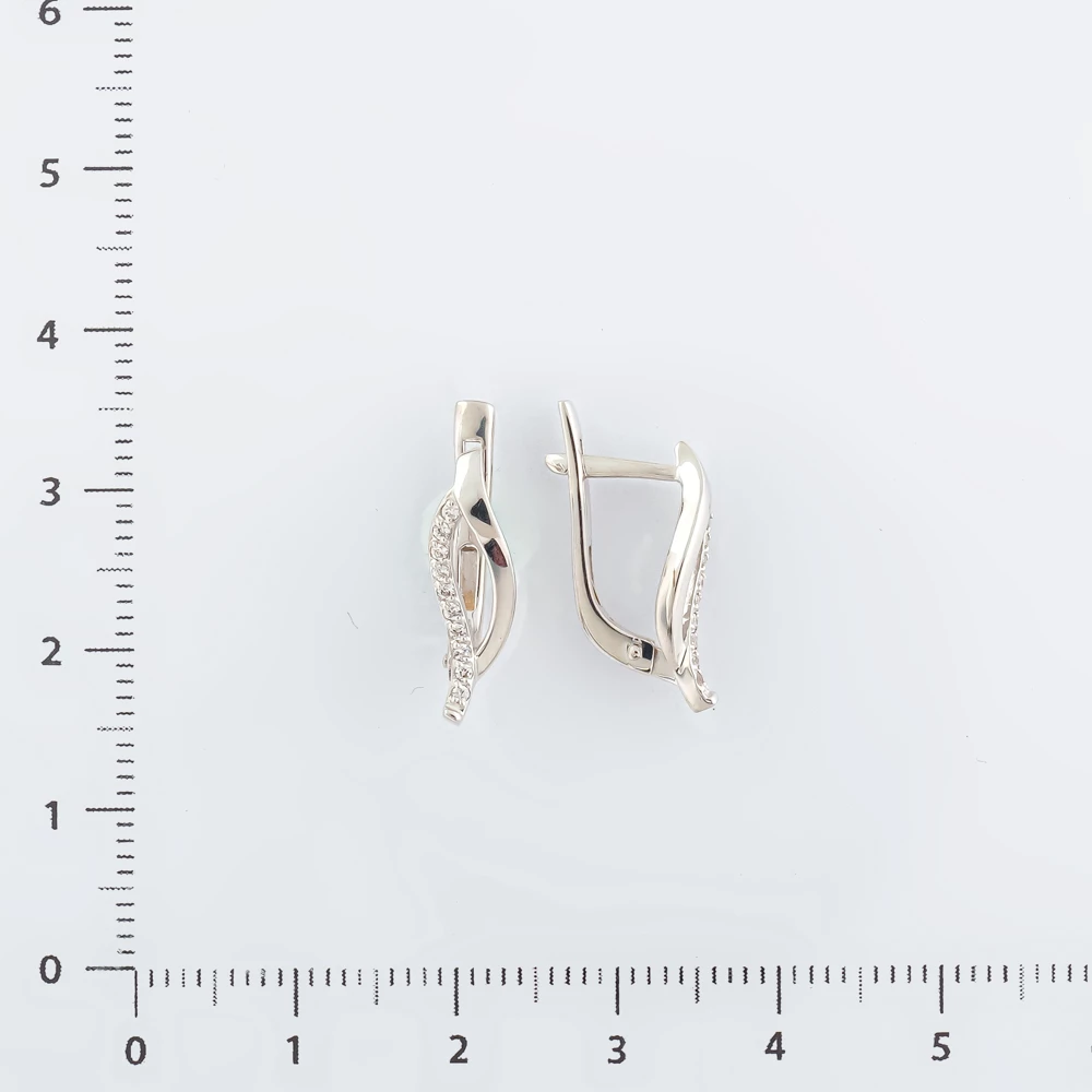 Серьги с фианитом из белого золота 585 пробы