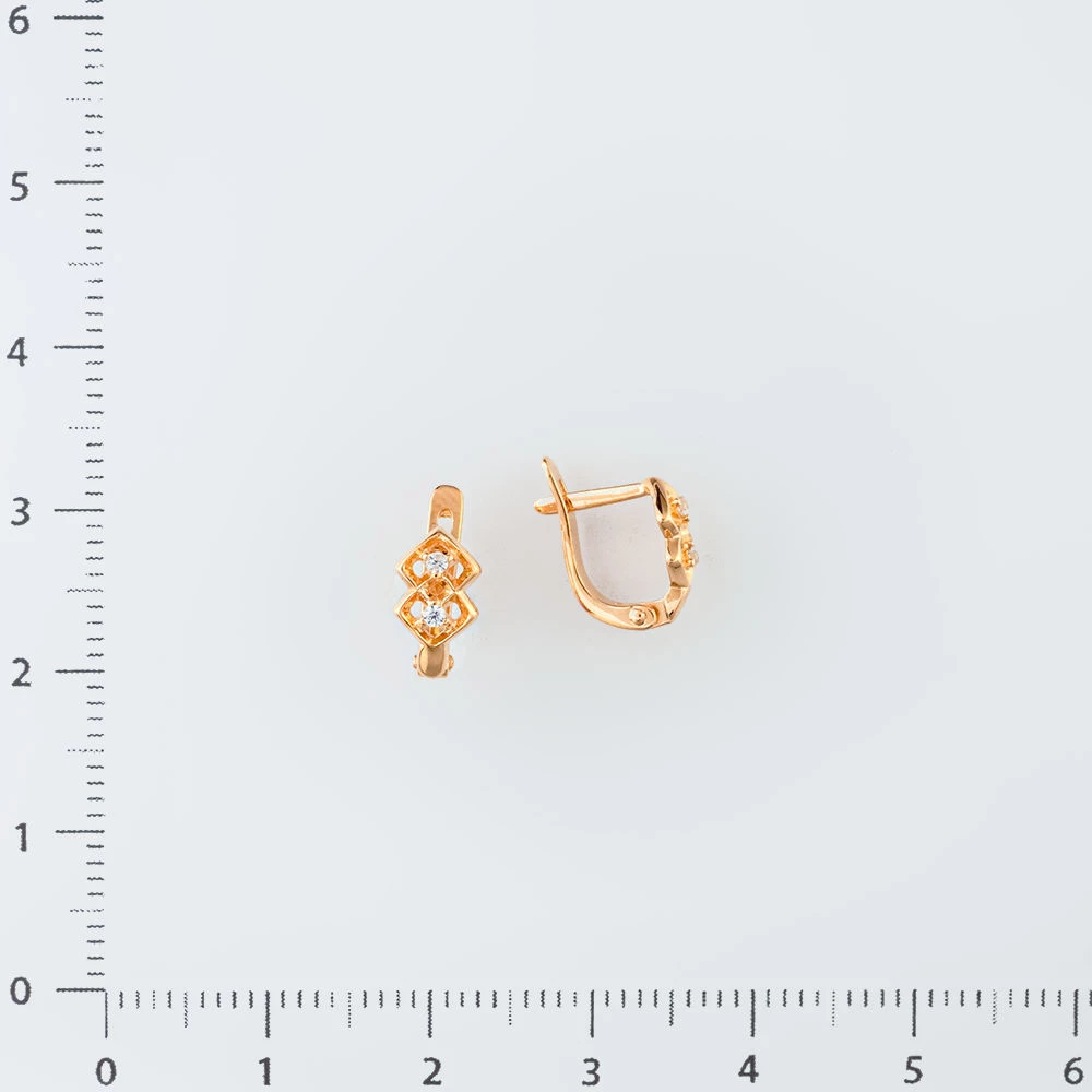 Серьги с фианитом из красного золота 585 пробы