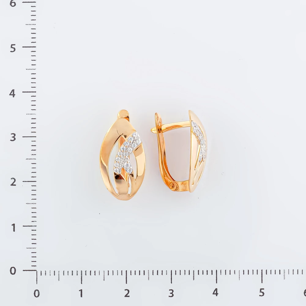 Серьги с фианитом из красного золота 585 пробы 2