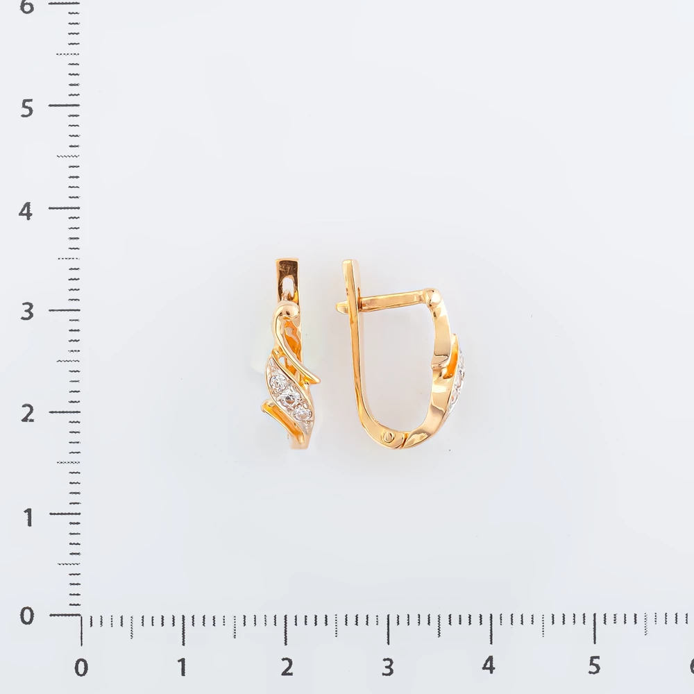 Серьги с фианитом из красного золота 585 пробы